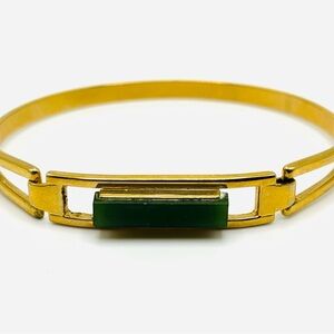Vintage Avon Gold Tone Bracelet with Jade Like Stone